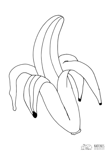 Ausmalbild Banane halb geschält